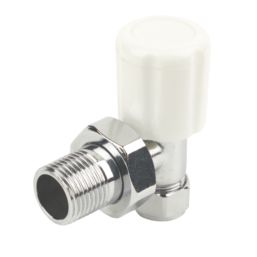 White Angled Manual Radiator Valve  10mm x 1/2"