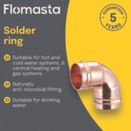 Flomasta  Brass Solder Ring Equal 90° Elbows 28mm 2 Pack