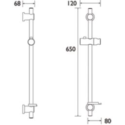 Bristan Casino Riser Rail Chrome-Plated 650mm