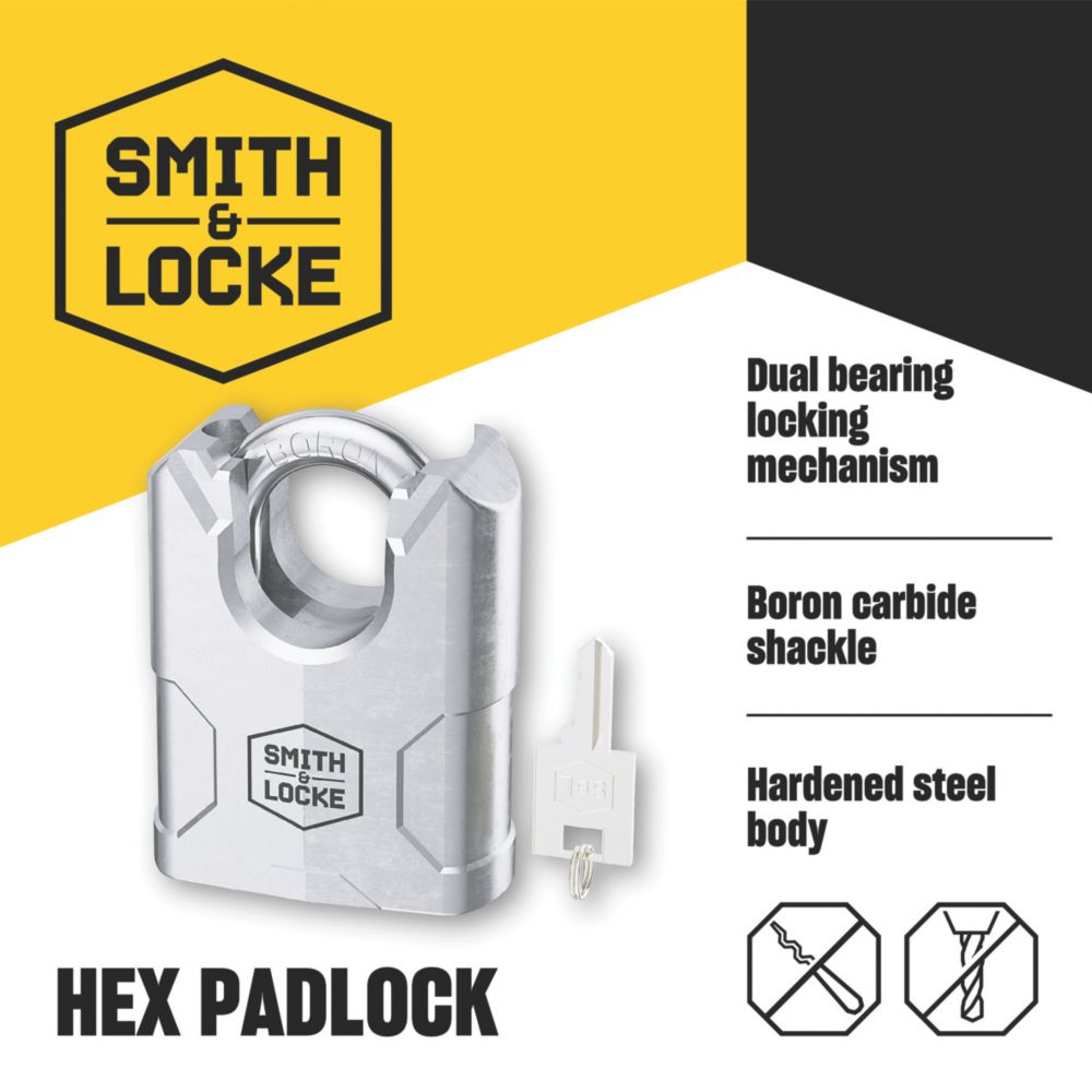 Smith & Locke Steel Water-Resistant Closed Shackle Padlock 70mm