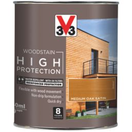 V33 750ml Medium Oak Satin Water-Based Exterior Wood Stain