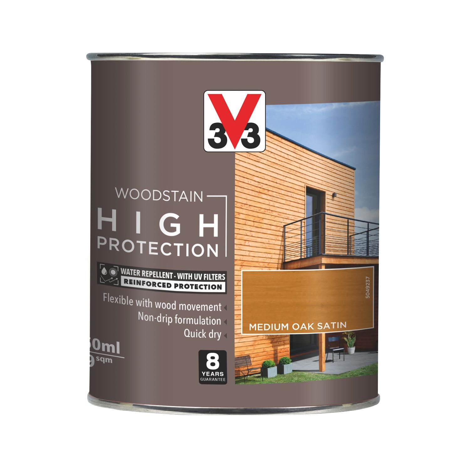 V33 750ml Medium Oak Satin Water-Based Exterior Wood Stain (512FF)