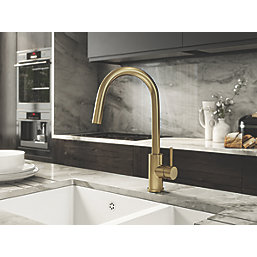 ETAL Velia  Concealed Pull-Out Kitchen Mixer Tap Brushed Brass