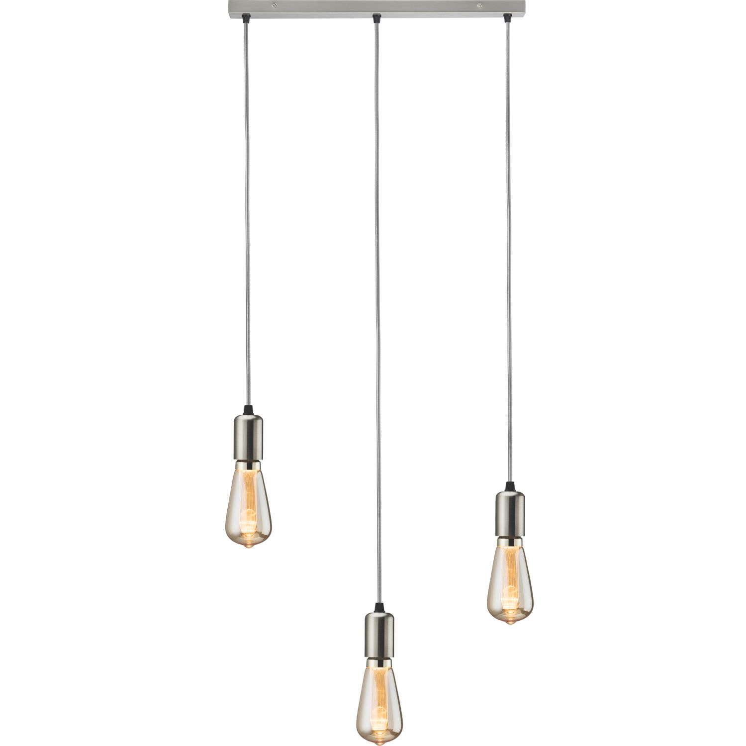 Knightsbridge Contemporary Style 3-Light Bar Pendant Brushed Chrome (512GA)