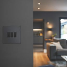 British General Evolve 20 A  16AX 3-Gang 2-Way Light Switch  Grey with Black Inserts