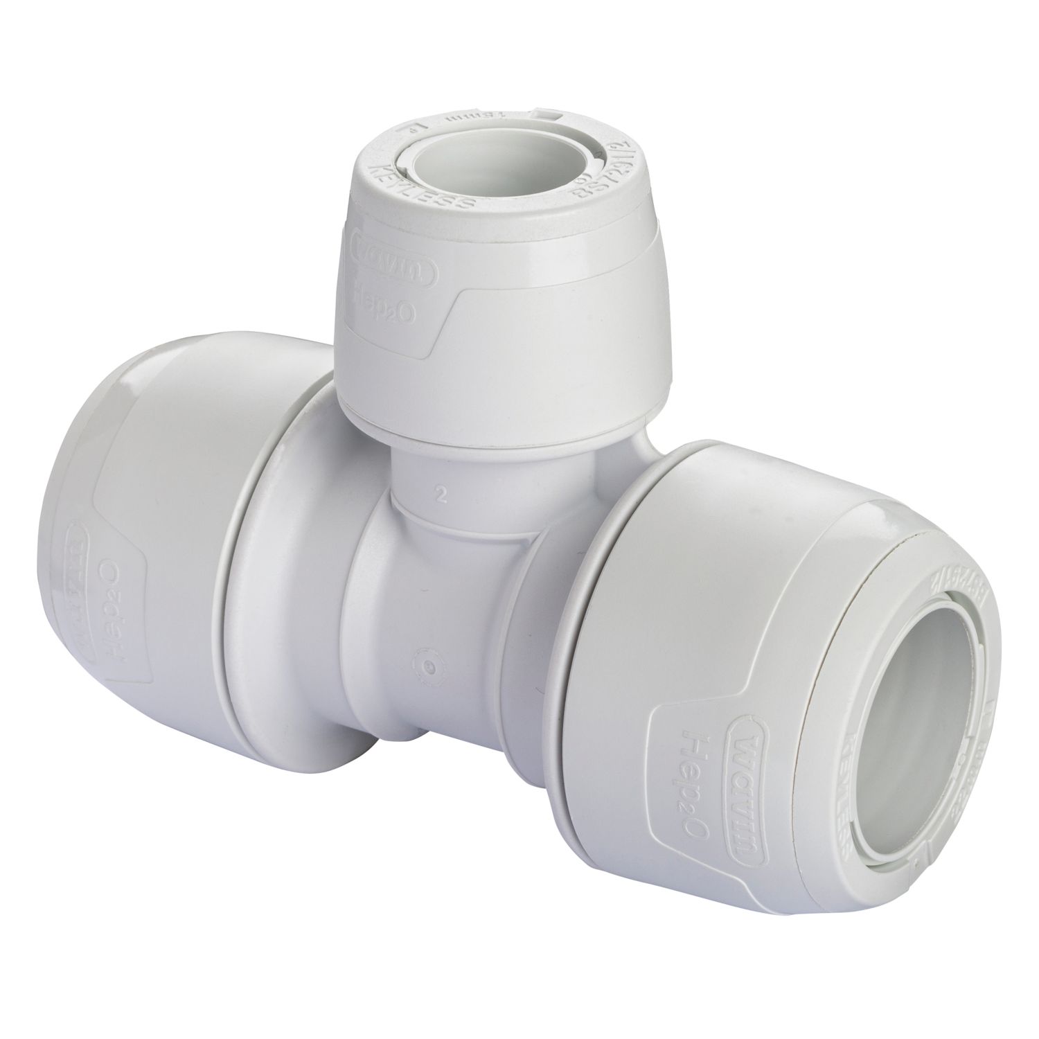 Hep2O Plastic Push-Fit Reducing Keyless Tee 22mm x 22mm x 15mm 5 Pack (512RE)