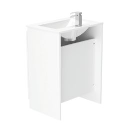 Newland  Double Door Floor Standing Vanity Unit with Basin Gloss White 600mm x 450mm x 840mm
