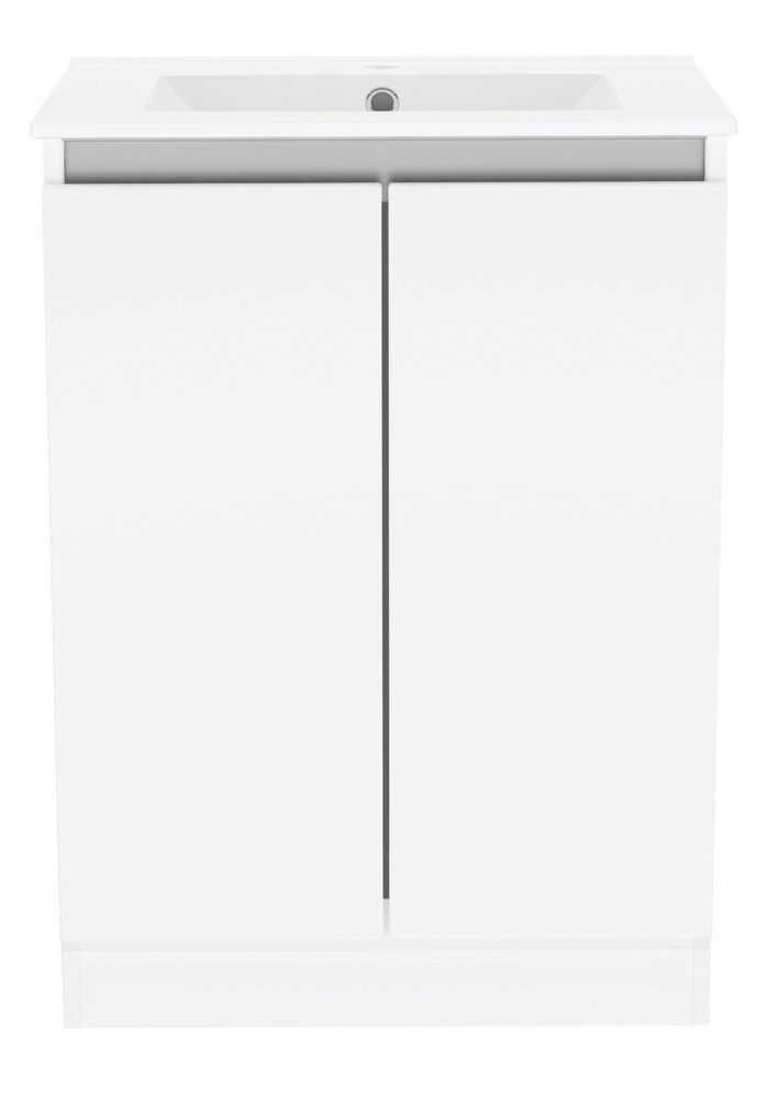 Newland Double Door Floor Standing Vanity Unit with Basin Gloss White ...