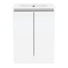 Newland  Double Door Floor Standing Vanity Unit with Basin Gloss White 600mm x 450mm x 840mm