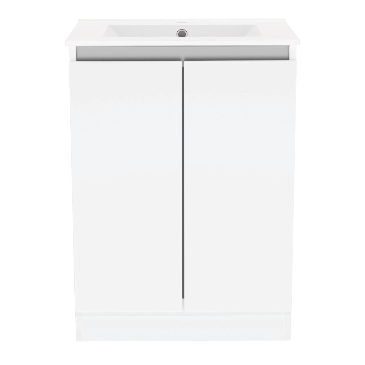 Newland Double Door Floor Standing Vanity Unit with Basin Gloss White 600mm x 450mm x 840mm (512RN)