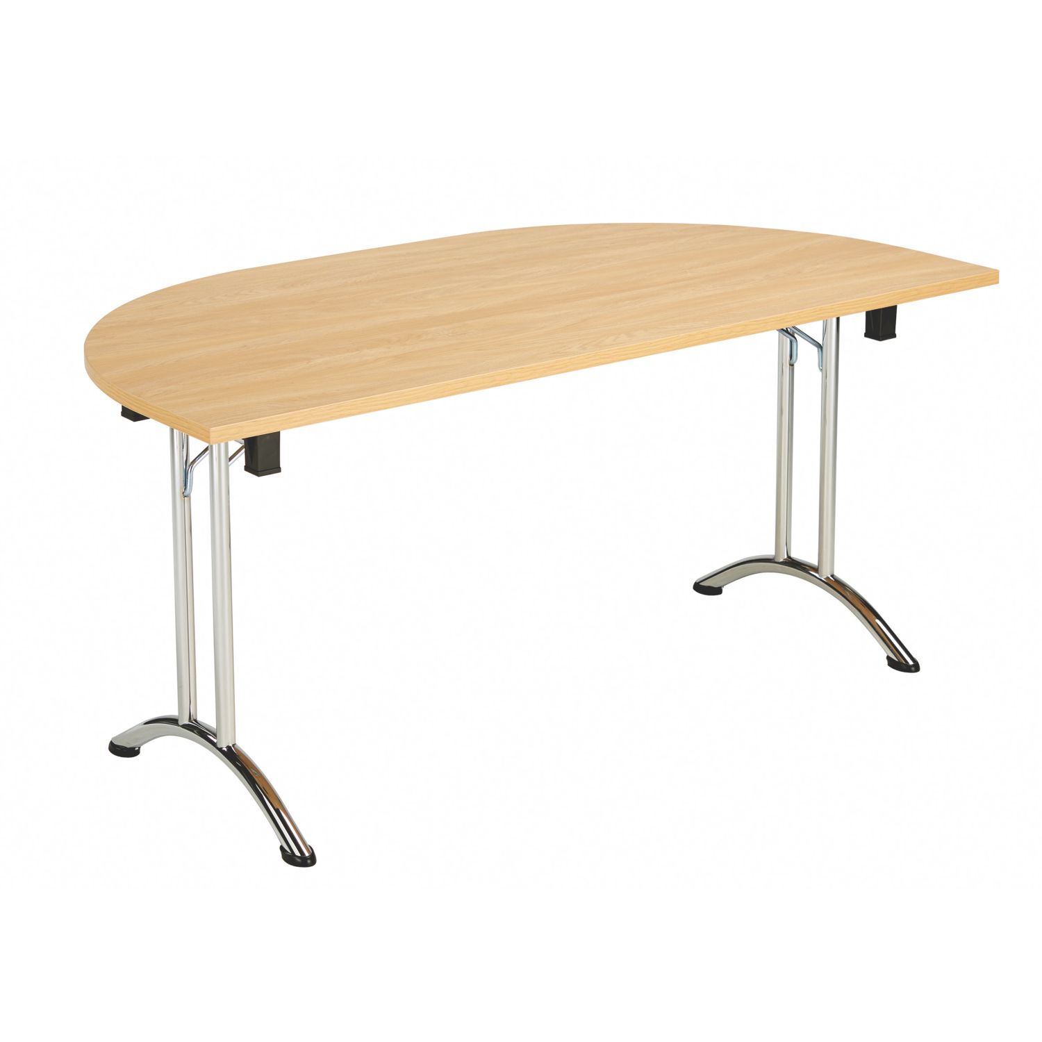 TC Group One Union Semi-Circular Folding Table Nova Oak/Chrome 1600mm x 800mm (512TT)
