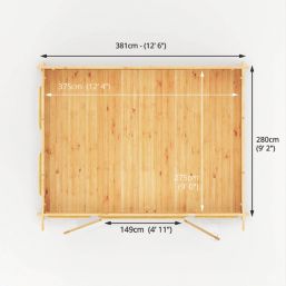 Mercia Studio 12' 6" x 9' (Nominal) Pent Timber Log Cabin