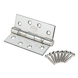 Smith & Locke  Polished Chrome Grade 13 Fire Rated Square Ball Bearing Hinges 102mm x 76mm 2 Pack