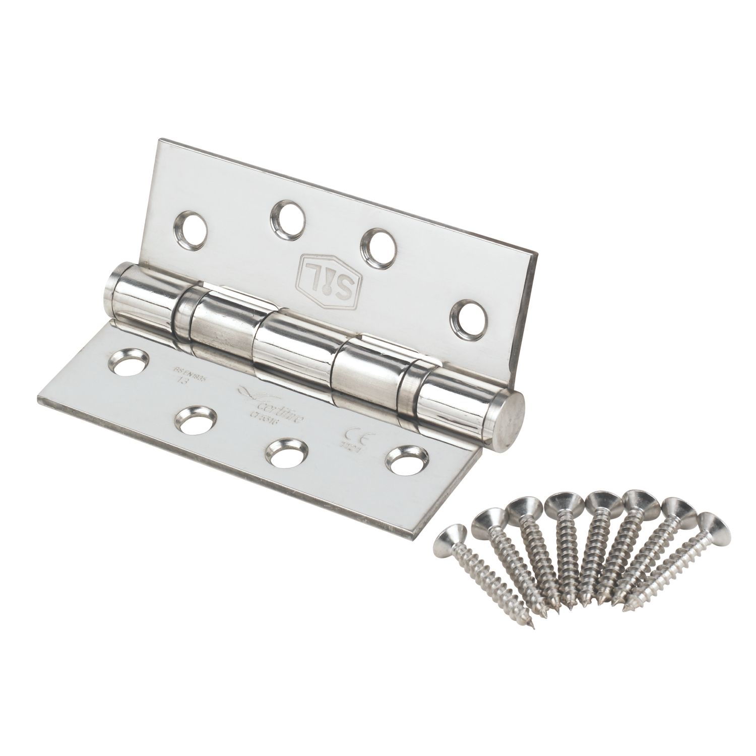 Smith & Locke Polished Chrome Grade 13 Fire Rated Square Ball Bearing Hinges 102mm x 76mm 2 Pack (5134G)