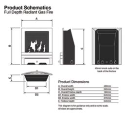 Focal Point Soho Black Rotary Control Inset Gas Full Depth Fire 485mm x 180mm x 596mm
