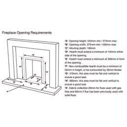 Focal Point Soho Black Rotary Control Inset Gas Full Depth Fire 485mm x 180mm x 596mm