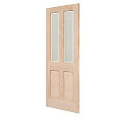 Victorian 2-Clear Light Unfinished Oak Wooden 2-Panel Internal Door 1981mm x 838mm