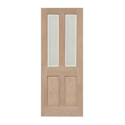 Victorian 2-Clear Light Unfinished Oak Wooden 2-Panel Internal Door 1981mm x 838mm