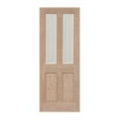 Victorian 2-Frosted Light Unfinished Oak Wooden 2-Panel Internal Door 1981mm x 838mm