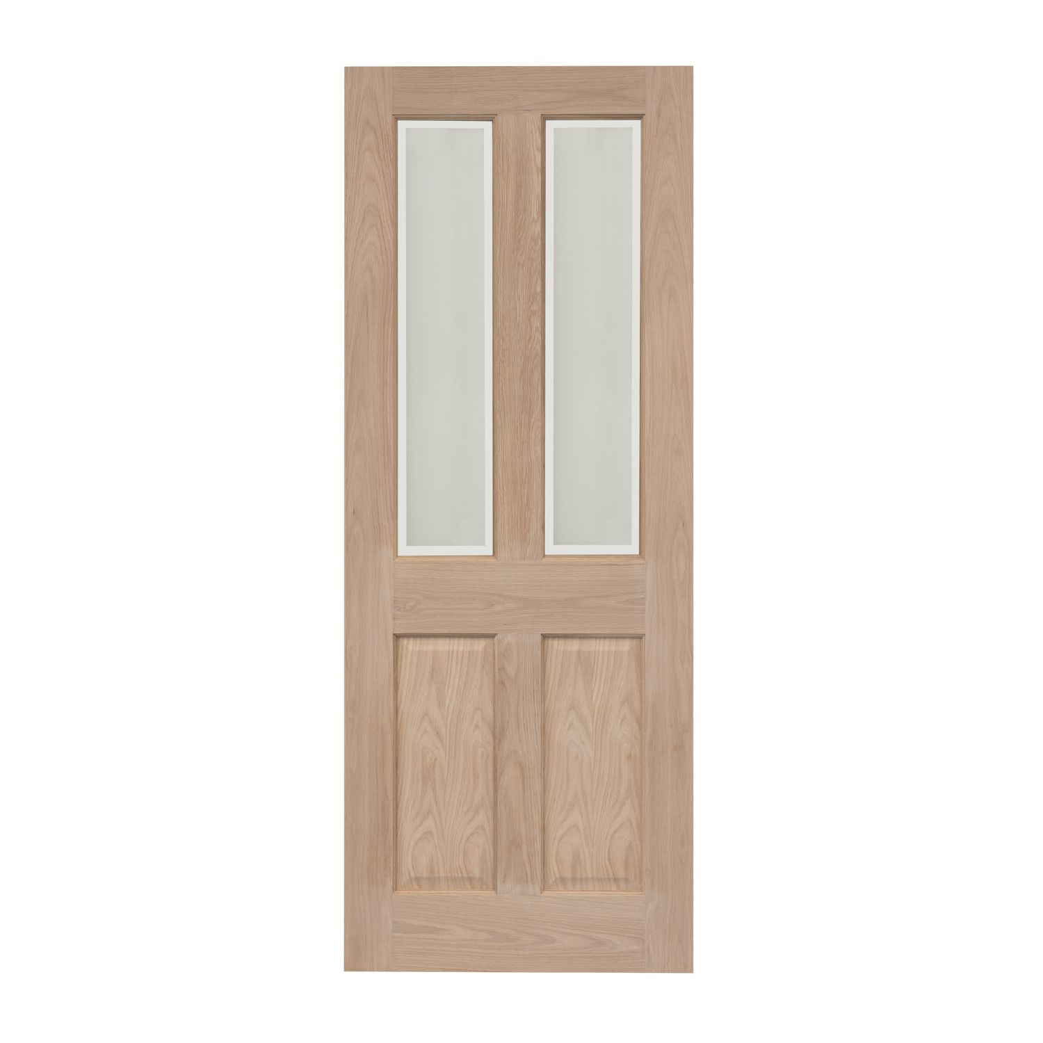 Victorian 2-Clear Light Unfinished Oak Wooden 2-Panel Internal Door 1981mm x 838mm (513FA)