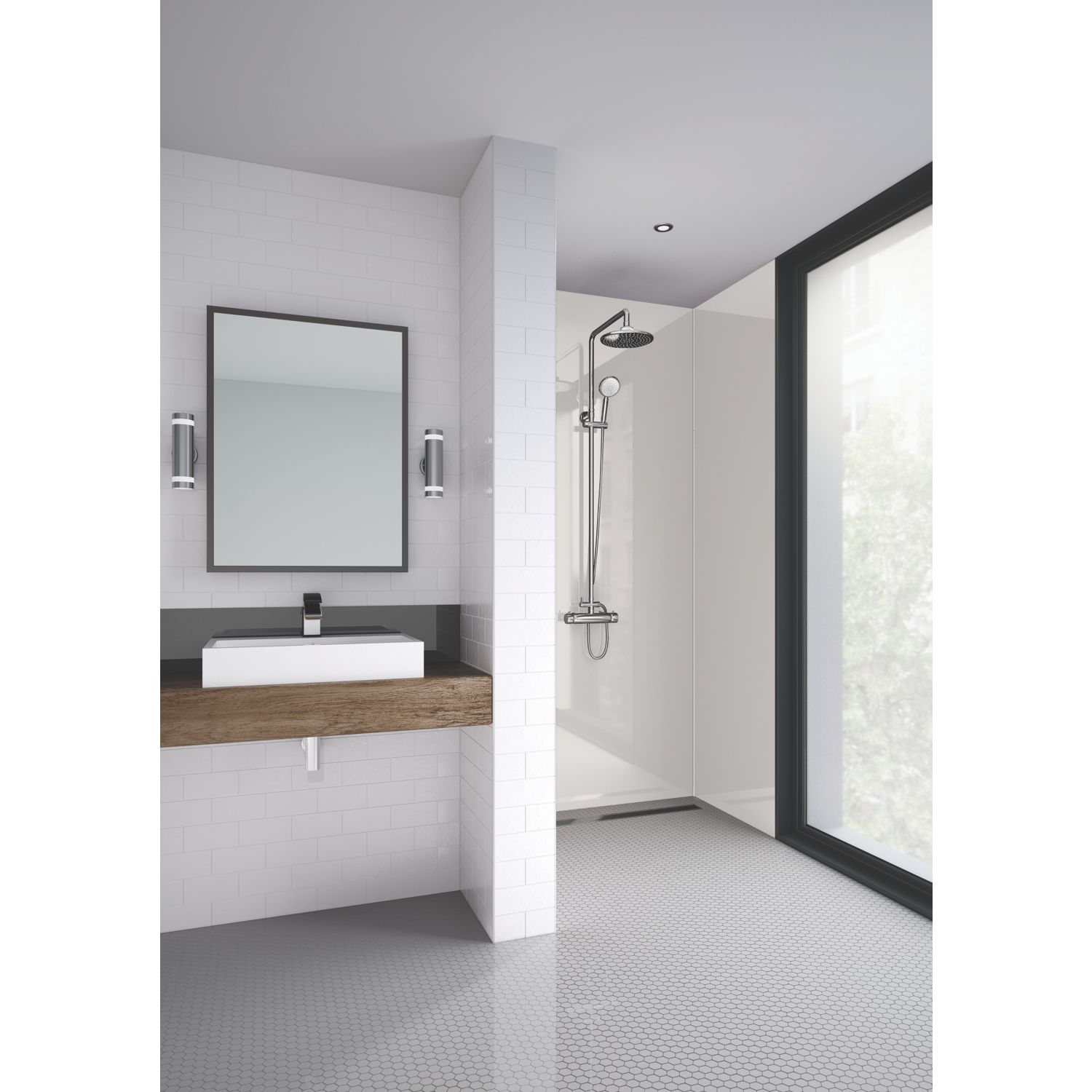 Splashwall Bathroom Splashback Gloss Ivory 2420mm x 600mm x 4mm (513GV)