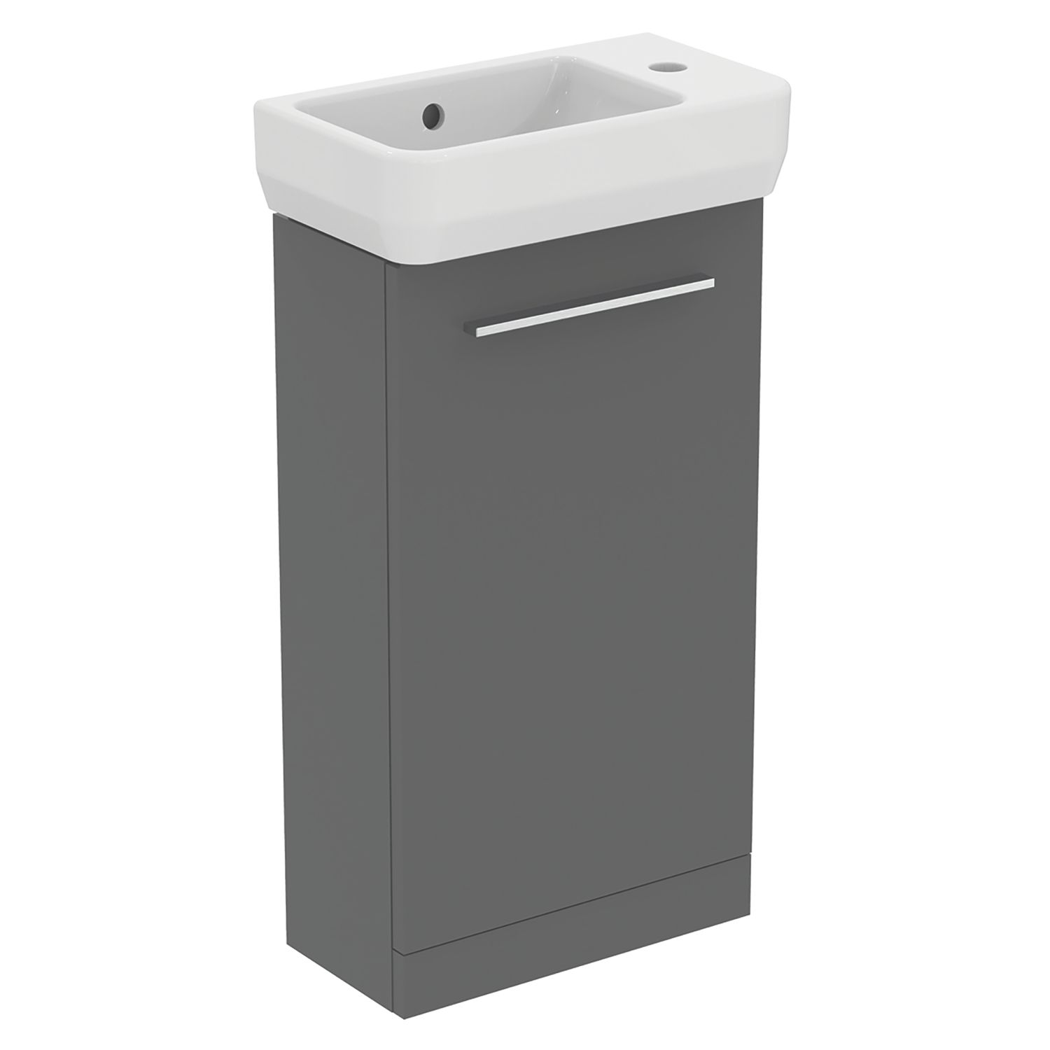 Ideal Standard i.life S Floorstanding Washbasin Unit with Chrome Handle & Basin Matt Quartz Grey 410mm x 205mm x 845mm (513HM)