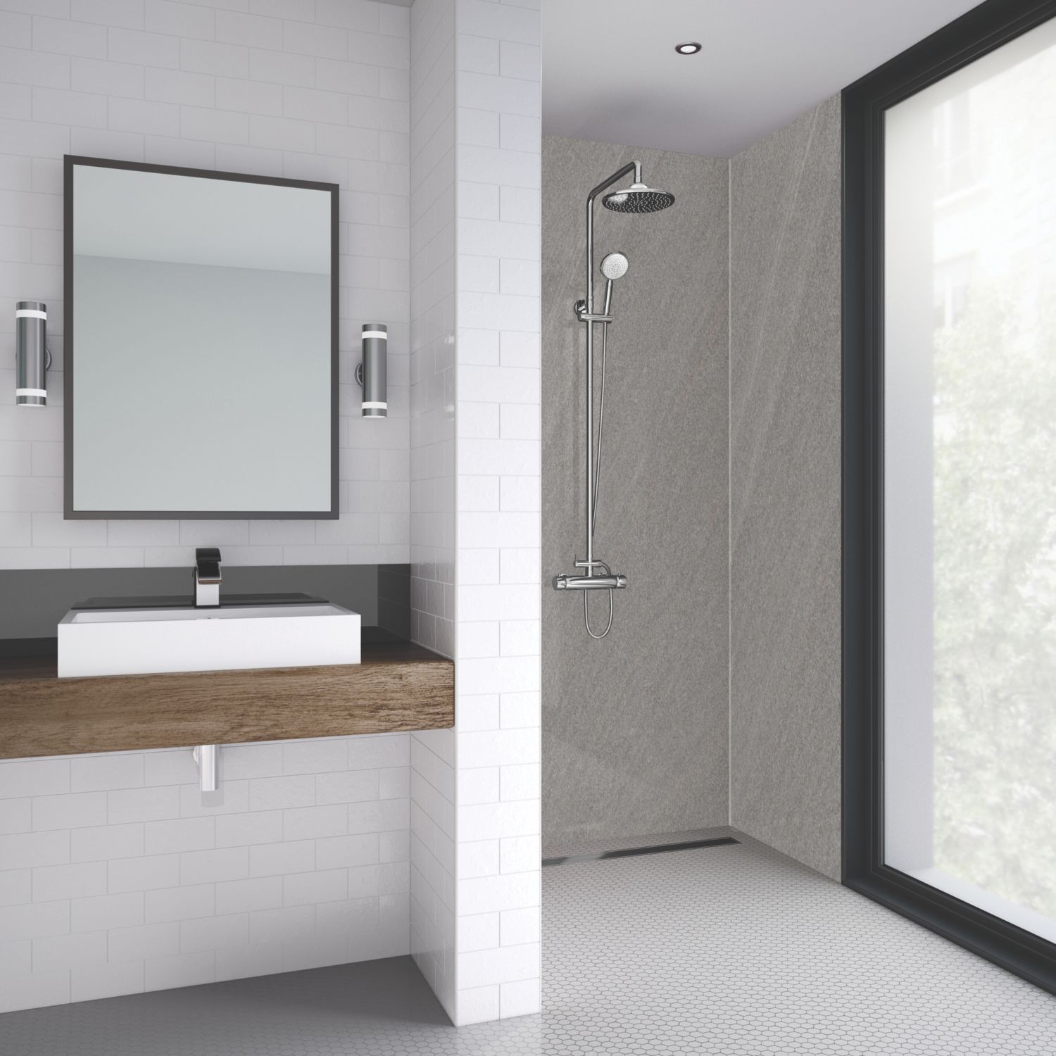 Splashwall Laminate Bathroom Wall Panel Matt Volcanic 2440mm x 600mm x 11mm (513JY)