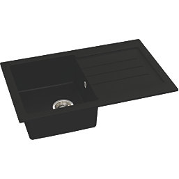 Abode Xcite 1 Bowl Granite Composite Kitchen Sink Black Metallic Reversible 780mm x 500mm