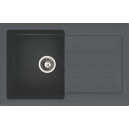 Abode Xcite 1 Bowl Granite Composite Kitchen Sink Black Metallic Reversible 780mm x 500mm