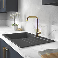 Abode Xcite 1 Bowl Granite Composite Kitchen Sink Black Metallic Reversible 780 x 500mm