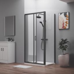 ETAL  Framed Rectangular Sliding Door Shower Enclosure & Tray  Matt Black 990mm x 690mm x 1940mm