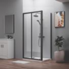 ETAL  Framed Rectangular Sliding Door Shower Enclosure & Tray  Matt Black 990mm x 690mm x 1940mm