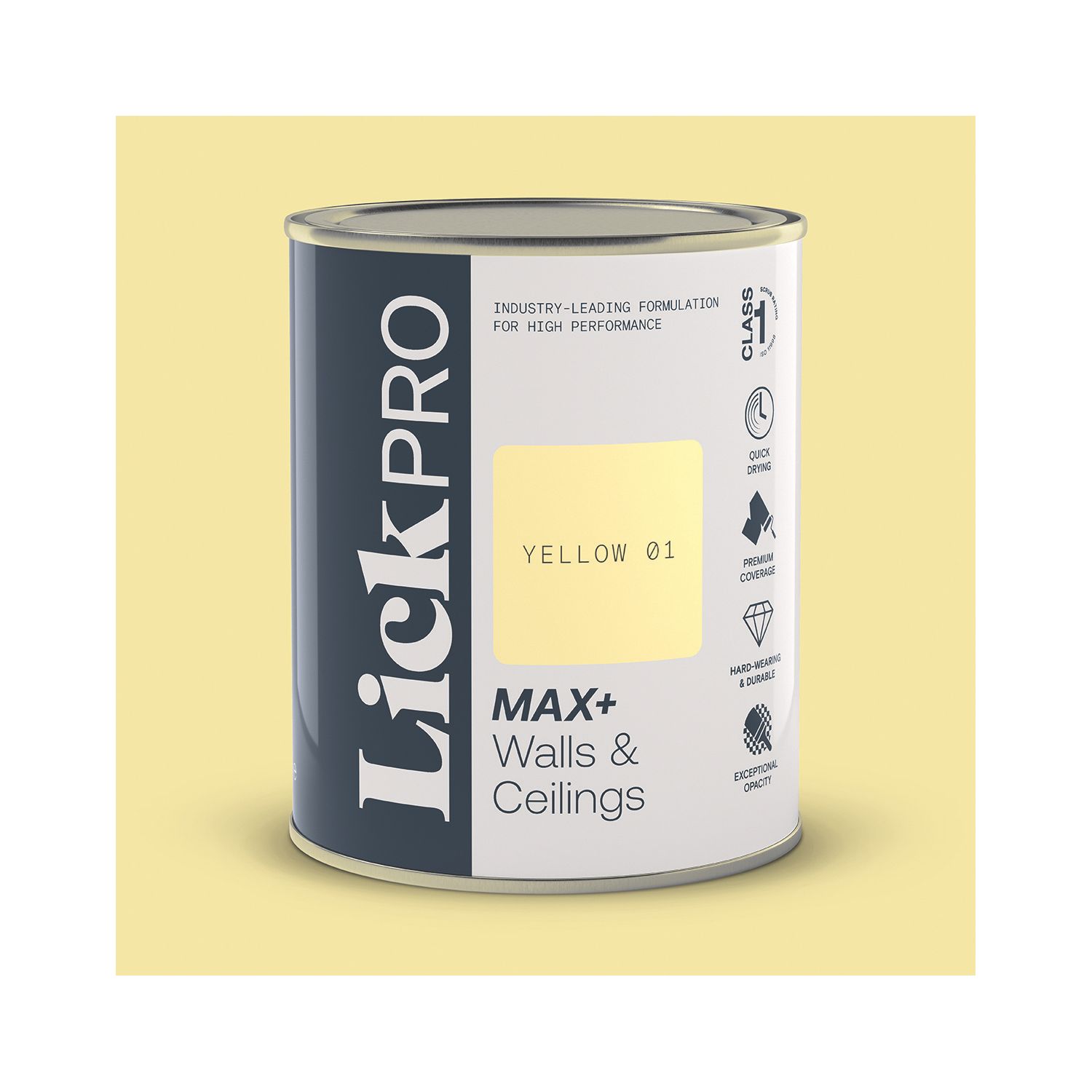 LickPro Max+ 1Ltr Yellow 01 Matt Emulsion Paint (513TM)