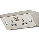 Knightsbridge SKR008 13A 2-Gang DP Switched Under Cabinet Socket Stainless Steel  with Colour-Matched Inserts