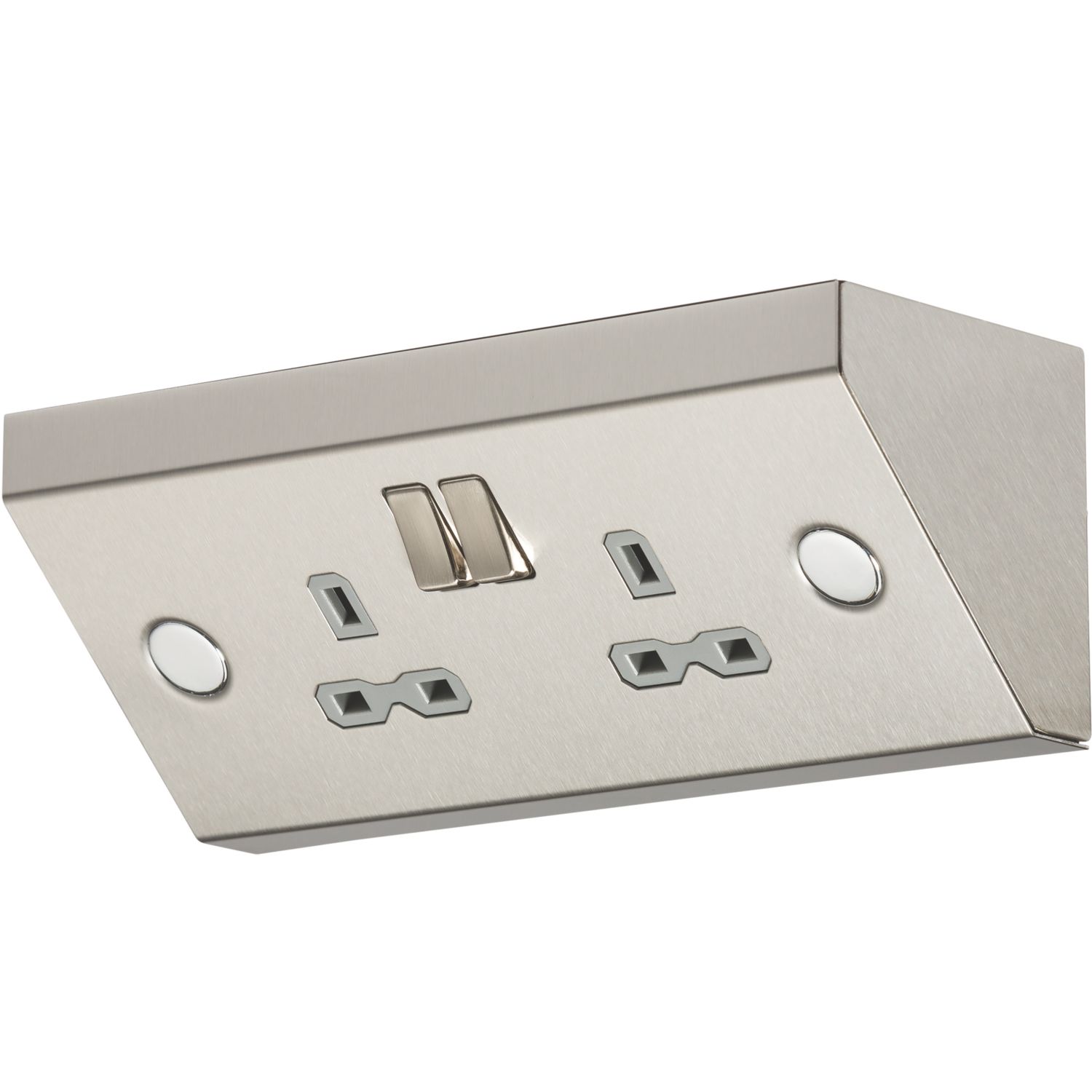 Knightsbridge 13A 2-Gang DP Switched Under Cabinet Socket Stainless Steel with Colour-Matched Inserts (513TX)