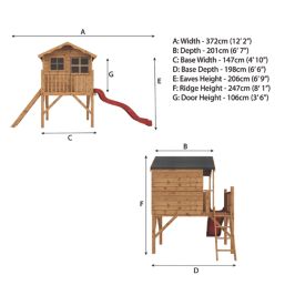 Mercia Poppy  5' x 6' 6" (Nominal) Timber Playhouse with Tower & Slide