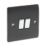 British General Nexus Metal 10AX 2-Gang 2-Way Light Switch  Matt Black with White Inserts