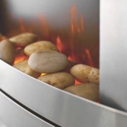 Focal Point Lulworth Stainless Steel Remote Control Inset Electric Fire 482mm x 153mm x 592mm