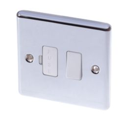 LAP  13A Switched Fused Spur  Polished Chrome with White Inserts