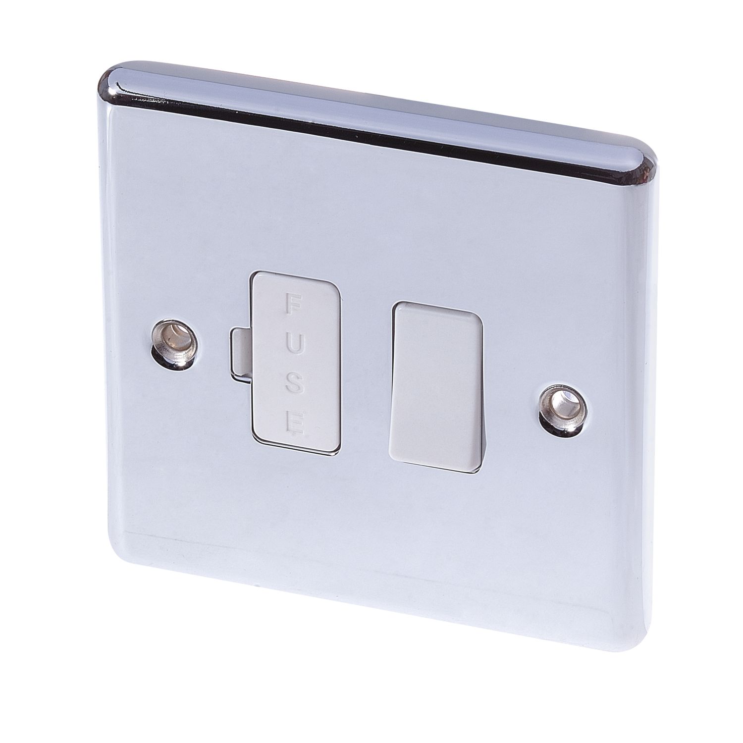 LAP 13A Switched Fused Spur Polished Chrome with White Inserts (51466)