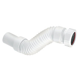 McAlpine Flexcon5 Flexible Waste Pipe Fitting White 32mm x 165-210mm
