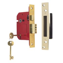 ERA Fire Rated  Brass Effect BS 5-Lever Mortice Sashlock 76mm Case - 56mm Backset