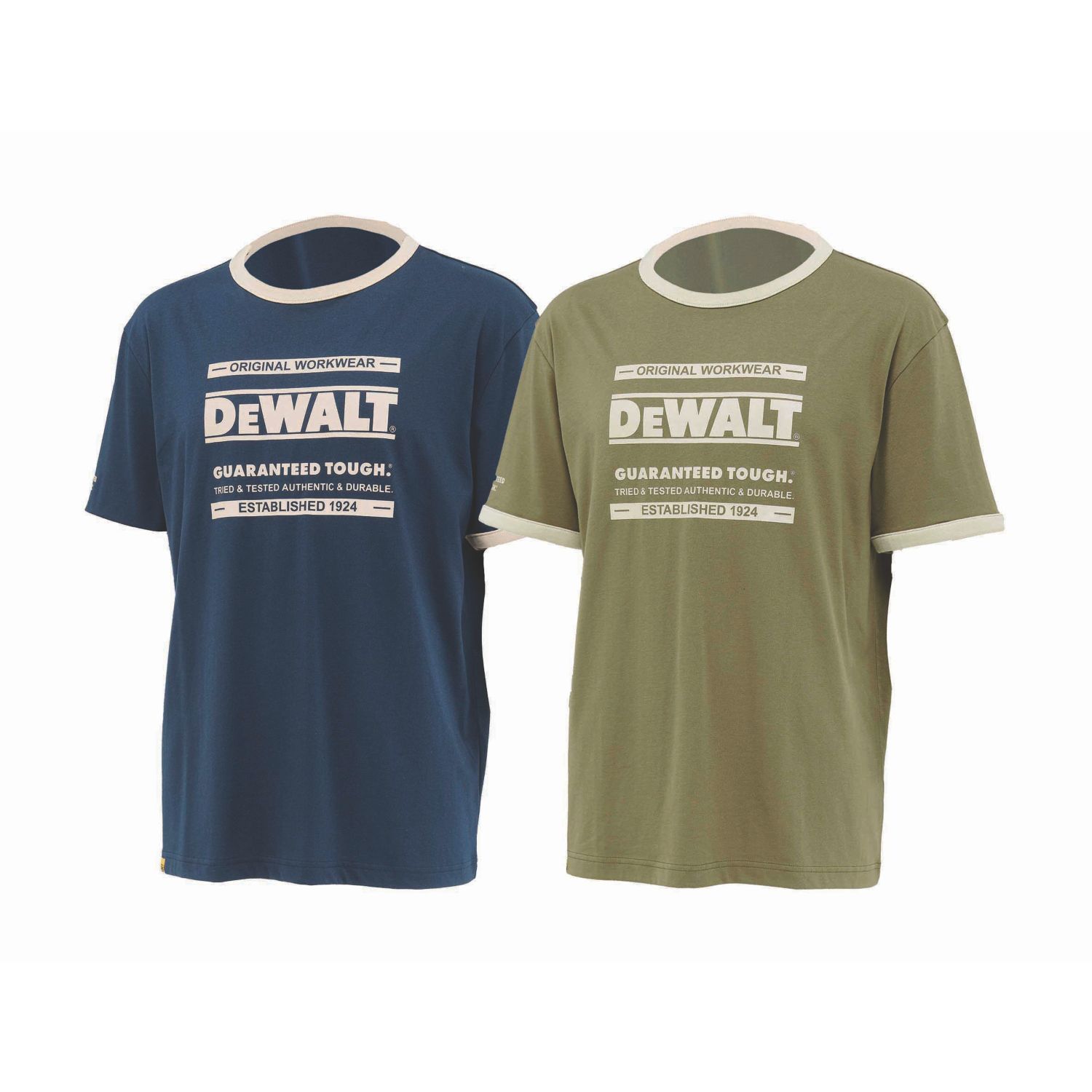 DEWALT Bakesfield Short Sleeve T-Shirts Olive / Navy 2X Large 48" Chest 2 Pack (514AC)