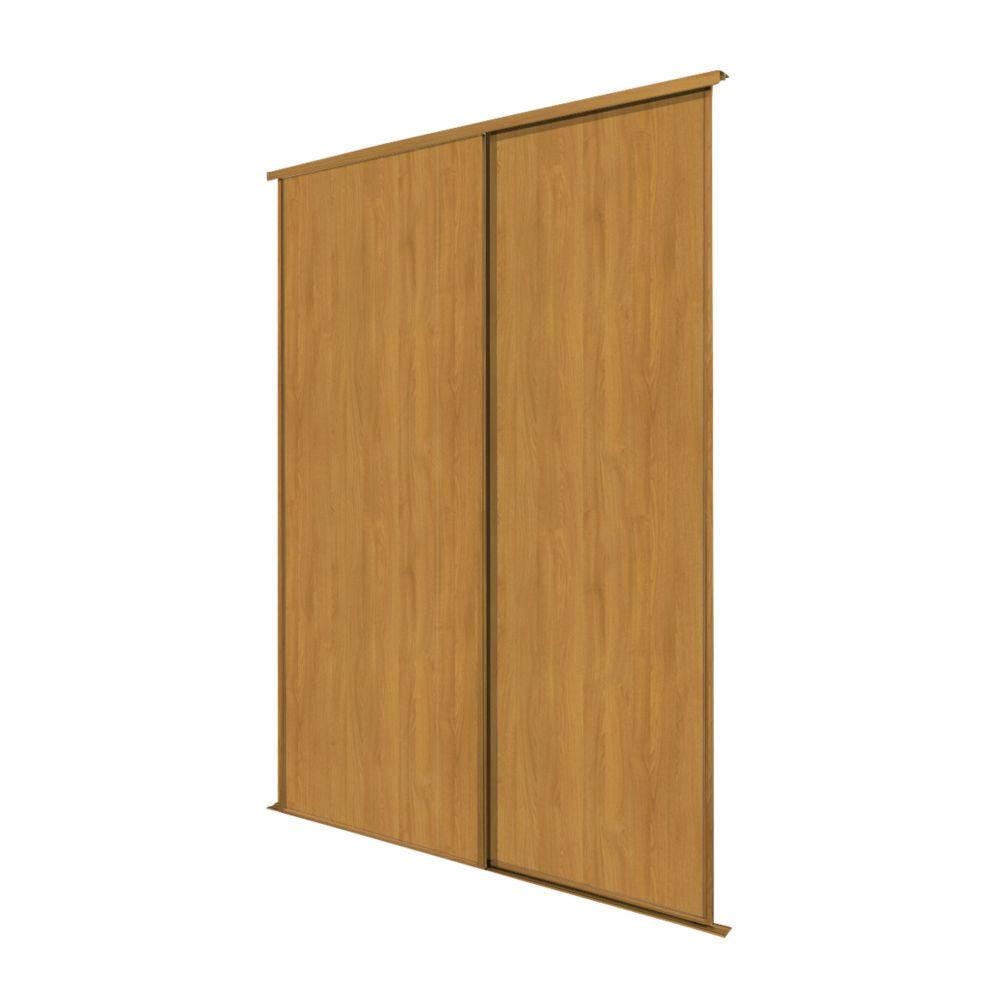 Spacepro Classic 2Door Sliding Wardrobe Door Kit Oak Frame Oak Panel