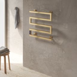 Reina 510mm x 500mm 324BTU Brass Flat Electric Towel Radiator