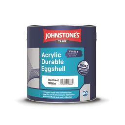 Johnstones Trade 2.5Ltr Brilliant White Eggshell Mid-Sheen Acrylic Multi Surface Paint