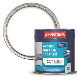 Johnstones Trade 2.5Ltr Brilliant White Eggshell Mid-Sheen Acrylic Multi Surface Paint