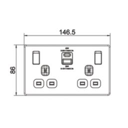 LAP  13A 2-Gang SP Switched Socket + 3A 45W 2-Outlet Type A & C USB Charger Antique Brass with Black Inserts