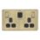 LAP  13A 2-Gang SP Switched Socket + 3A 45W 2-Outlet Type A & C USB Charger Antique Brass with Black Inserts
