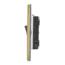 Contactum Lyric 10AX 2-Gang 2-Way Light Switch  Brushed Brass with White Inserts